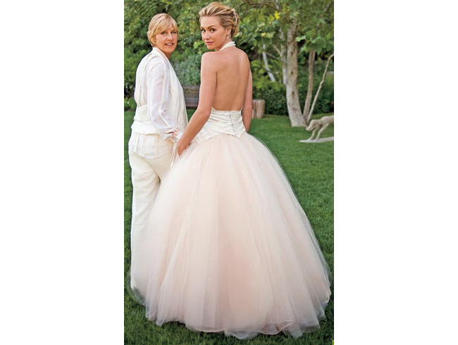 Portia Di Rossi's Wedding Dress and Ellen DeGeneres' Tuxedo
